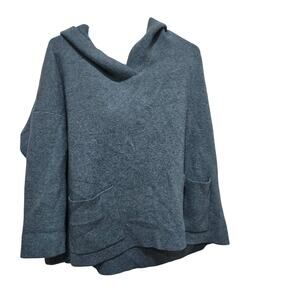 J Jill 2X Teal Hooded Knit Sweater Pockets Cozy Casual